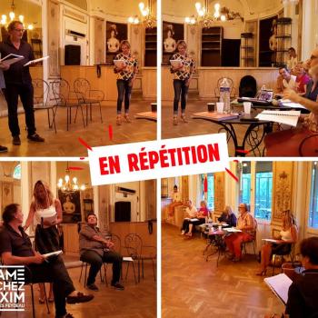 Chuuuut, les comédiens répètent mais toujours dans la bonne humeur et la concentration !